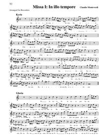 Partition ténor 2 enregistrement , Missa da Capella a sei voci fatta sopra il motetto en illo tempore del Gomberti