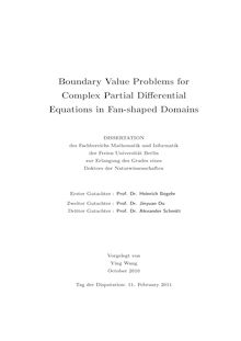 Boundary value problems for complex partial differential equations in fan-shaped domains [Elektronische Ressource] / vorgelegt von Ying Wang