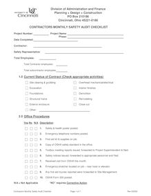 Contractors Monthly Safety Audit Checklist