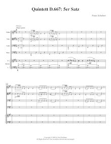 Partition , Finale, quintette pour Piano et violon, viole de gambe, violoncelle et contrebasse