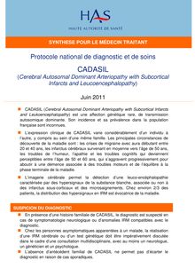 ALD n°15 - CADASIL (Cerebral Autosomal Dominant Arteriopathy with Subcortical Infarcts and Leucoencephalopathy) - ALD n°15 - Synthèse médecin traitant sur Cadasil
