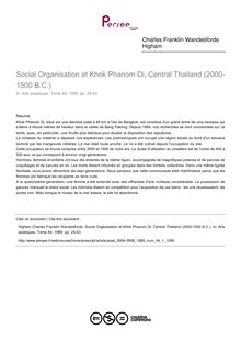 Social Organisation at Khok Phanom Di, Central Thailand (2000-1500 B.C.) - article ; n°1 ; vol.44, pg 25-43