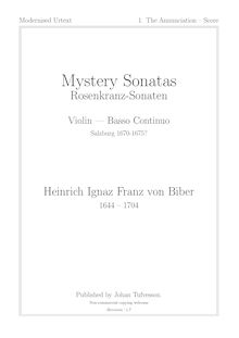 Partition Sonata I en D minor, pour Annunciation, Mystery (Rosary) sonates [et Passacaglia]