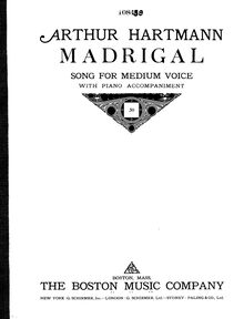 Partition complète, Madrigal, Madrigal, a song for medium voice
