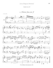Partition 134-13,  en F: , Plein Jeu en F - , Duo - , Trio - , Récit - , Récit de Cromorne -, Livre d orgue de Montréal