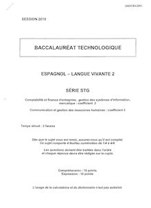Espagnol LV2 2010 S.T.G (Communication et Gestion des Ressources Humaines) Baccalauréat technologique