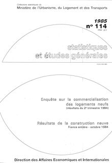 Commercialisation des logements neufs (enquête trimestrielle) ECLN - 1971-1986 - Récapitulatif. : Résultats du 2ème trimestre 1984.