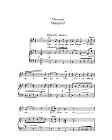 Partition complète (G Major: haut voix et piano), Marquise!