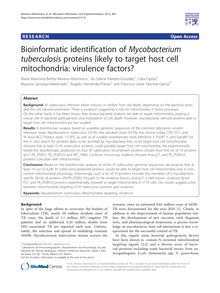 Bioinformatic identification of Mycobacterium tuberculosis proteins likely to target host cell mitochondria: virulence factors?