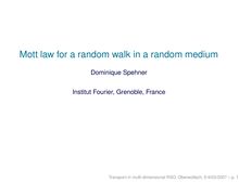 Mott law for a random walk in a random medium Dominique Spehner