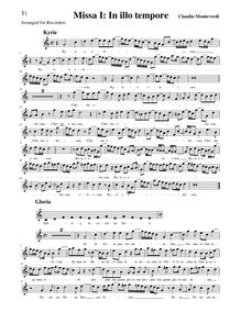 Partition ténor 1 enregistrement , Missa da Capella a sei voci fatta sopra il motetto en illo tempore del Gomberti