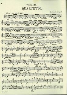Partition violon 2, corde quatuor No. 13, Rosamunde Quartet, A Minor par Franz Schubert