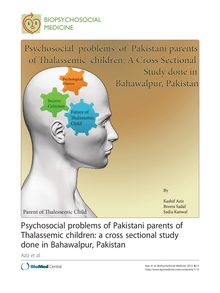 Psychosocial problems of Pakistani parents of Thalassemic children: a cross sectional study done in Bahawalpur, Pakistan