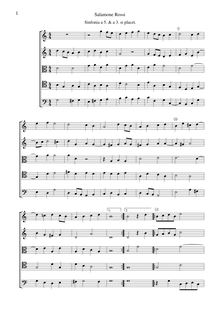 Partition complète (G, C et F clefs), Il Secondo libro delle Sinfonie et Gagliarde par Salamone Rossi