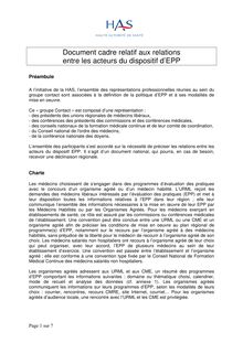 Accord autour d’un document précisant les relations entre les acteurs du dispositif d’EPP