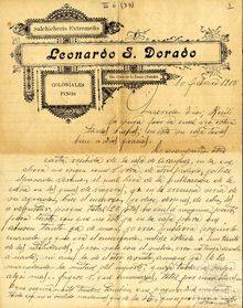 Carta de Leonardo Sánchez Dorado a Pedro Dorado Montero publicado 10 Febrero 1915