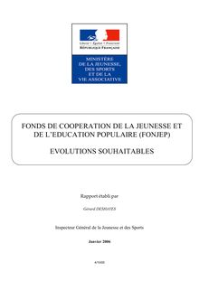 Fonds de coopération de la jeunesse et de l éducation populaire (FONJEP) - Evolutions souhaitables
