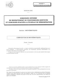 Mathématiques 2009 CAPES de mathématiques CAPES (Interne)