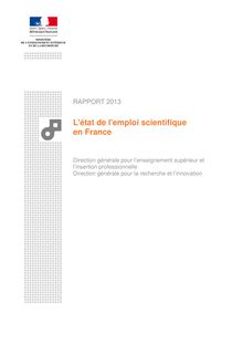 L état de l emploi scientifique en France - Rapport 2013