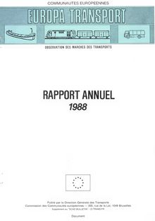 Observation des marchés des transports: Rapport annuel 1988