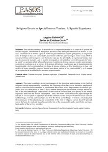 Religious Events as Special Interest Tourism. A Spanish Experience