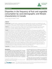 Disparities in the frequency of fruit and vegetable consumption by socio-demographic and lifestyle characteristics in Canada