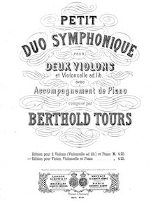 Partition de piano, Petit duo symphonique, D Major, Tours, Berthold