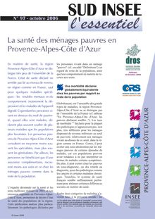 La santé des ménages pauvres en Provence-Alpes-Côte d Azur