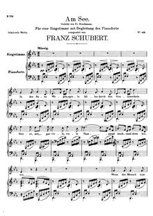 Partition complète, Am See, D.746, By the Lake, E♭ major, Schubert, Franz