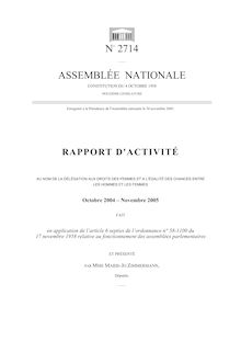 Rapport d activité au nom de la Délégation aux droits des femmes et à l égalité des chances entre les hommes et les femmes (octobre 2004 - novembre 2005)