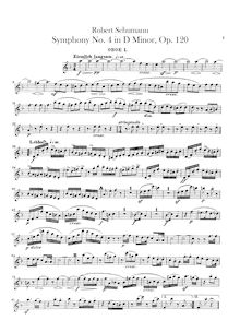 Partition hautbois 1, 2, Symphony No.4, Op.120, D minor, Schumann, Robert