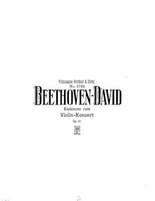 Partition 3 Cadenzas, violon Concerto, D Major, Beethoven, Ludwig van par Ludwig van Beethoven
