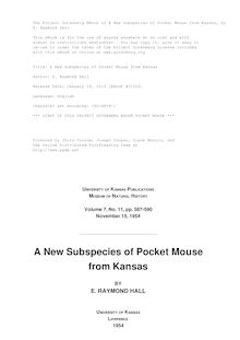 A New Subspecies of Pocket Mouse from Kansas