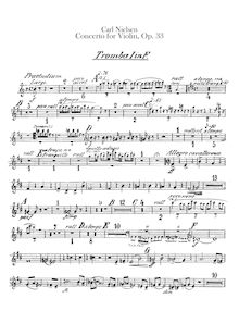 Partition trompette 1, 2 (en F), violon Concerto, Op.33, Nielsen, Carl