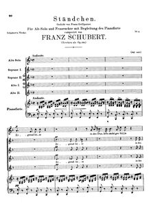 Partition complète, Ständchen ( Zögernd leise ) 2nd version, D.921 (Op.135)
