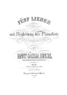 Partition complète (A4), 5 chansons, Hensel, Fanny