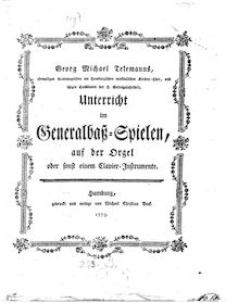 Partition Complete Book, Georg Michael Telemanns Unterricht im Generalbaß-Spielen, auf der Orgel oder sonst einem Clavier-Instrument