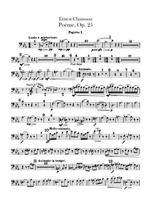 Partition basson 1, 2, Poème, Op.25, Chausson, Ernest