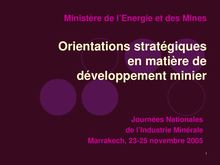 Orientations stratégiques en matière de développement minier