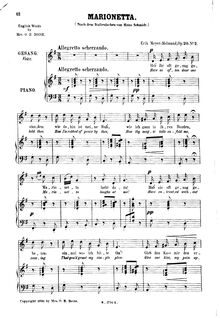 Partition , Marionetta (G major), Drei chansons, Meyer-Helmund, Erik