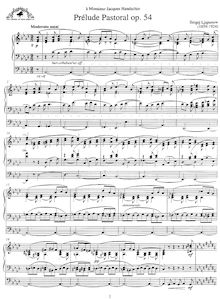 Partition complète, Prelude-Pastorale, Op.54, A♭ major, Lyapunov, Sergey