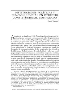 Instituciones políticas y función judicial en Derecho Constitucional comparado (Political institutions and judicial role in comparative constitutional law)