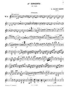 Partition violons I, Piano Concerto No.4, Quatrième Concerto pour Piano et Orchestre