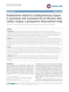 Endotoxemia related to cardiopulmonary bypass is associated with increased risk of infection after cardiac surgery: a prospective observational study