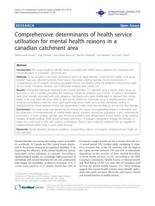 Comprehensive determinants of health service utilisation for mental health reasons in a canadian catchment area