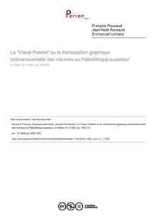 La Vision Polaire ou la transcription graphique bidimensionnelle des volumes au Paléolithique supérieur - article ; n°1 ; vol.4, pg 195-215