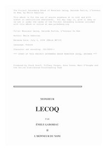 Monsieur Lecoq — Volume2 par Émile Gaboriau