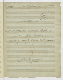 Partition violoncelle 1, 3 corde quintettes, G.352-354 (Op.43), Boccherini, Luigi par Luigi Boccherini