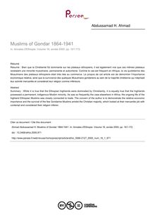 Muslims of Gondar 1864-1941 - article ; n°1 ; vol.16, pg 161-172