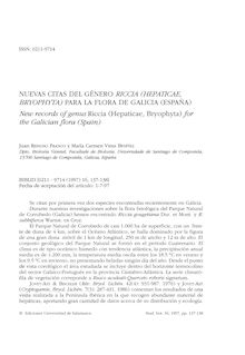 Nuevas citas del género Riccia (Hepaticae, Bryophyta) para la flora de Galicia (España)